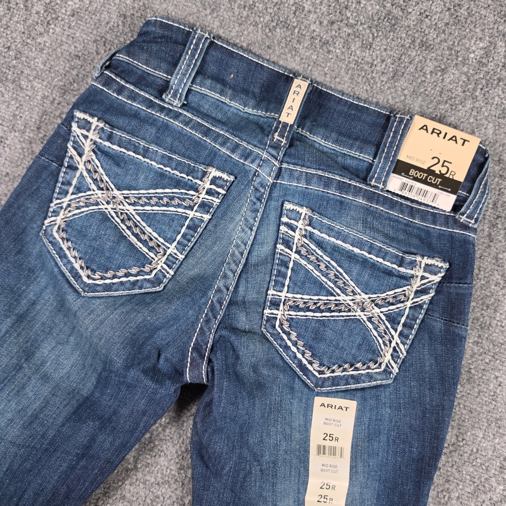 Ariat Boot Cut Jeans Womens 25R Marine Mid Rise R.E.A.L. Denim 10017510 NWT - Picture 1 of 9